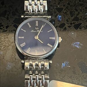 Lucien Piccard Silver Watch with Blue Dial